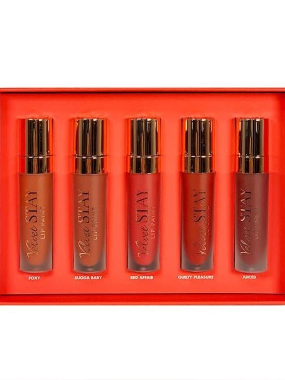 BEAUTY CREATIONS Los Angeles $30 • set of 5 • Red Desire Velvet stay lippies NEW